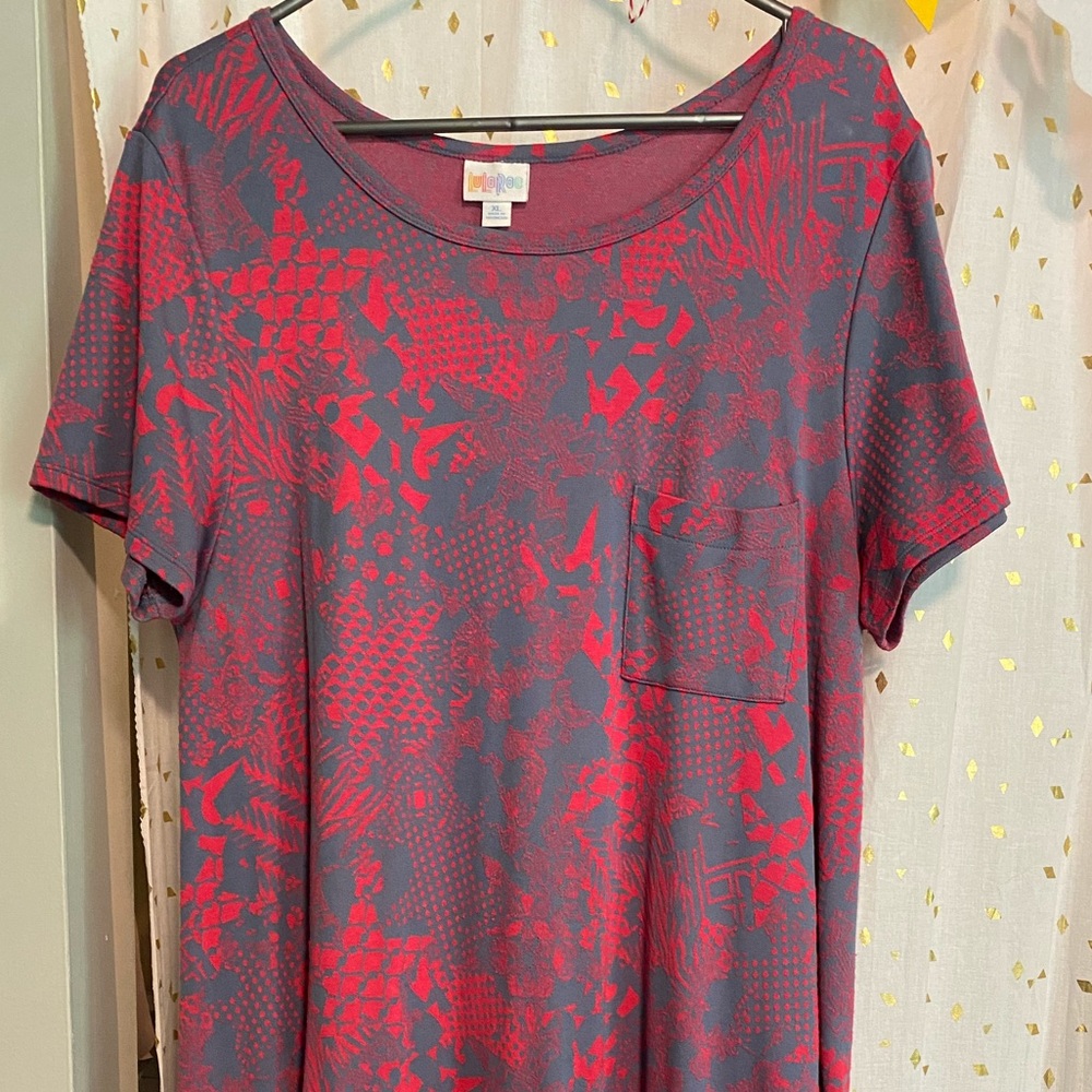 LuLaRoe Carly Pink & Grey Lace Print